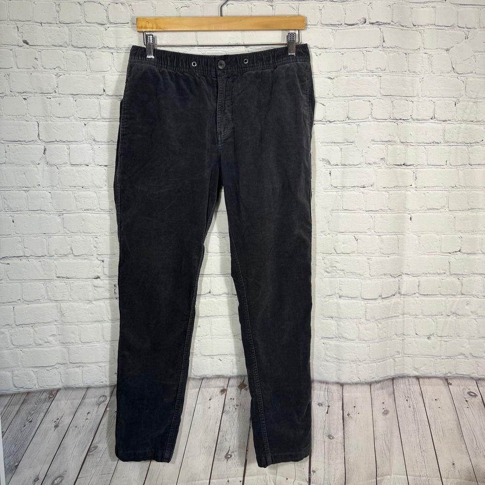 Vuori Optimist Corduroy Pants Mens Medium Charcoal Grey Tapered‎ Elastic  V440